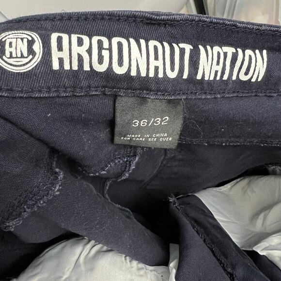 ARGONAUT NATION Men’s Distressed Black Jeans Tuxedo Stripes 36x32 - Picture 7 of 8